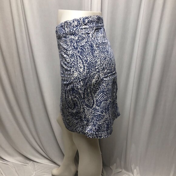 Baccini Skirt Womens Size 14 Blue White Paisley Pockets Mini Boho Y2K Travel - Picture 3 of 6